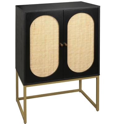 Natural Rattan 2 Door High Cabinet With Built-In Adjustable Shelves - ModernLuxe 6 Natural Rattan 2 Door High Cabinet With Built-In Adjustable Shelves - ModernLuxe - Image 4