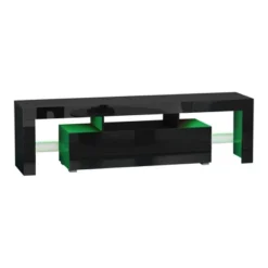 HOMCOM High Gloss TV Stand Cabinet With Remote Controlled LED Lights, Media TV Console Table With Storage Compartment For TVs Up To 65", Black -Lush Living Store GUEST 6d0981db cfb6 4d71 956f 1aec14f5e53a