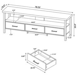 Morello 3 Drawer TV Stand For TVs Up To 80" Weathered Pine - Coaster -Lush Living Store GUEST 6d132b3b c1c4 4e25 84a7 496d3871b343