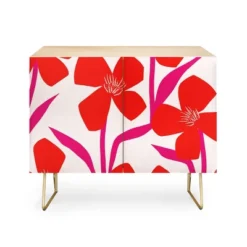 Maritza Lisa Red And Pink Floral Pattern Credenza - Deny Designs -Lush Living Store GUEST 6d8b078a be54 4ce4 aa8e 5093d3af700f