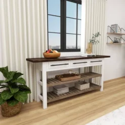 Farmhouse Wood Rectangle Console Table White - Olivia & May -Lush Living Store GUEST 6e20eaeb 42ec 49f1 a5bc 7348b0b1f1fd