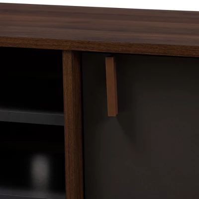 Samuel Finished TV Stand For TVs Up To 55" Walnut Brown/Dark Gray - Baxton Studio 9 Samuel Finished TV Stand For TVs Up To 55" Walnut Brown/Dark Gray - Baxton Studio - Image 7