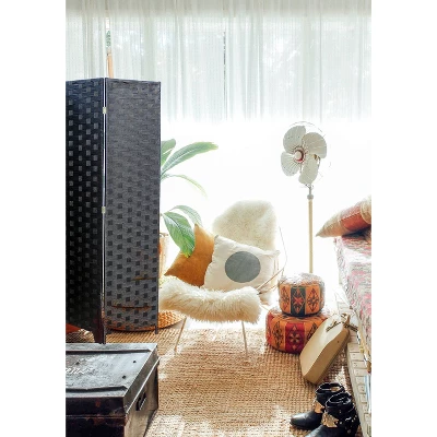 4 Panel Paper Straw Weave Screen On 2" Legs - Ore International 3 4 Panel Paper Straw Weave Screen On 2" Legs - Ore International