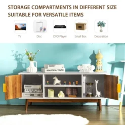 Costway TV Stand Entertainment Media Console W/2 Storage Cabinets & Open Shelves -Lush Living Store GUEST 6f040045 bc45 4f78 b410 b078ef493e0b