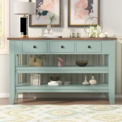 48" Solid Wood Top Modern Living Room Console Table With 3 Drawers And 2 Shelves - ModernLuxe -Lush Living Store GUEST 6f347250 7738 491b 9c19 65cfafed15e1