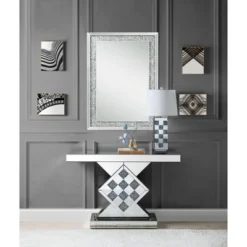 47" Noralie Accent Table Glass Mirrored/Faux Diamonds - Acme Furniture -Lush Living Store GUEST 6f7b7bef 5be3 4285 9167 aafc9589cb5c