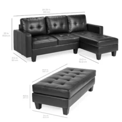 Best Choice Products 3-Seat L-Shape Tufted Faux Leather Sectional Sofa Couch Set W/ Chaise Lounge, Ottoman Bench -Lush Living Store GUEST 6f7c42f2 e37e 41a8 aa62 7832f87ad1e8