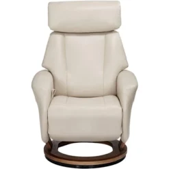 BenchMaster Taupe Faux Leather Swivel Recliner Chair Modern Armchair Comfortable Manual Reclining Footrest For Bedroom Living Room -Lush Living Store GUEST 7048353f ea06 467d a96e ce09f3876415