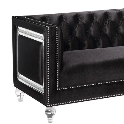 67" Heibero Sofa Black Velvet - Acme Furniture 11 67" Heibero Sofa Black Velvet - Acme Furniture - Image 9