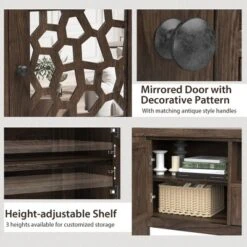 Tangkula 55" Retro TV Stand Media Entertainment Center W/ Mirror Doors & Drawer Brown -Lush Living Store GUEST 7059506f 0a40 4099 b5e7 16ca30257e79