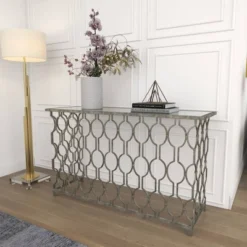 Contemporary Metal Pattern Console Table Silver - Olivia & May 39 Contemporary Metal Pattern Console Table Silver - Olivia & May -Lush Living Store GUEST 70bd846b d3b3 4a73 ad02 600cf80955b1