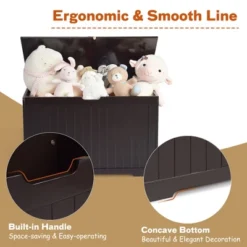 Costway Wooden Toy Box Kids Storage Chest Bench W/ Flip-Top Lid & Safety Hinge WhiteBrown -Lush Living Store GUEST 70c89490 c1ac 44df b79f e0b016beec52