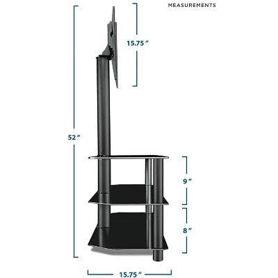 Mount-It! Floor Standing TV Stand W/ 3 Tiered Tempered Glass Equipment Shelves | Entertainment Center W/ Glass Shelves & Flat Screen Mounting Bracket 4 Mount-It! Floor Standing TV Stand W/ 3 Tiered Tempered Glass Equipment Shelves | Entertainment Center W/ Glass Shelves & Flat Screen Mounting Bracket - Image 2