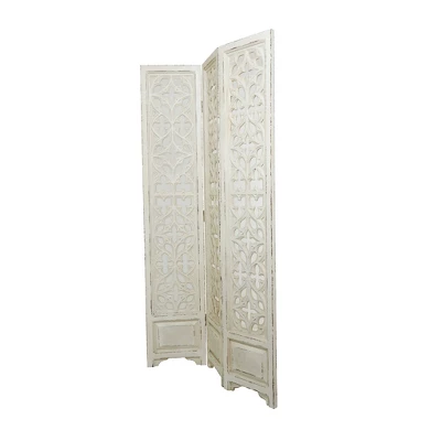 Country Cottage Wood Room Divider Screen White - Olivia & May 3 Country Cottage Wood Room Divider Screen White - Olivia & May