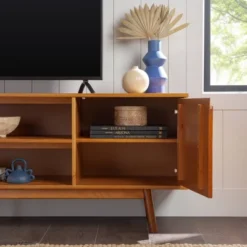 Solid Wood Mid-Century Modern TV Stand For TVs Up To 80" - Saracina Home -Lush Living Store GUEST 718deacd a6aa 48d3 a2de dc60399694ef