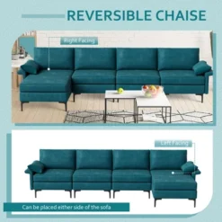 Costway Modern Modular L-shaped Sectional Sofa W/ Reversible Chaise & 4 USB Ports -Lush Living Store GUEST 71960d9e 1b6a 47f4 930d f1279dc6f0f3