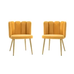 Set Of 2 Barbara Contemparary Velvet Vanity Stool For Makeup Room, Moden Accent Side Chairs For Living Room With Shell Back And Golden Metal Legs| ARTFUL LIVING DESIGN -Lush Living Store GUEST 71b4af78 f1ba 4216 9364 6c4e5ecc266d