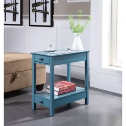 Byzad Side Table With USB Charging Dock Teal - Acme Furniture -Lush Living Store GUEST 71edf87c 7394 452f b339 b8b8c9243214