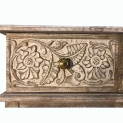 2 Drawer Mango Wood Console Table With Floral Carved Front Brown/White - The Urban Port 8 2 Drawer Mango Wood Console Table With Floral Carved Front Brown/White - The Urban Port -Lush Living Store GUEST 71f2cb94 5be9 4cc2 b929 f0f0aa6a9e08