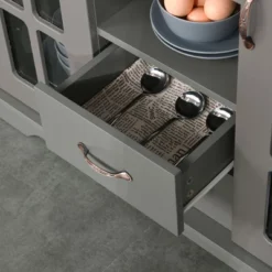 HOMCOM Modern Storage Console Cabinet With 2 Framed Glass Doors And 2 Drawers For Kitchen Or Living Room -Lush Living Store GUEST 722943ca b64e 4cd7 85e9 2964db2ee995