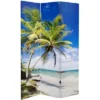 6" Double Sided Sunset Palms Canvas Room Divider Blue - Oriental Furniture -Lush Living Store GUEST 72738da5 7722 451d 8a92 c4f4b4185819