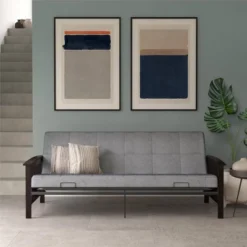 Full Brixen Wood Arm Metal Futon Frame With 6" Mattress - Room & Joy -Lush Living Store GUEST 728a0b52 d5de 4e9c a217 bc19a893411d