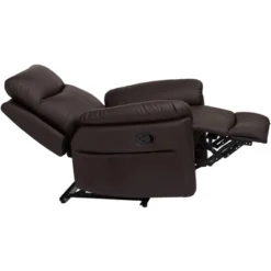 Elm Lane Newport Dark Brown Faux Leather Recliner Chair Modern Armchair Comfortable Push Manual Reclining Footrest For Bedroom Living Room Reading -Lush Living Store GUEST 72a40290 4329 42b6 8e13 cc9636727492