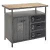 Metal Utility Cabinet With Wood Top Steel Gray - Olivia & May -Lush Living Store GUEST 72db9b59 e48b 4b1d 8f88 2f8325241a58