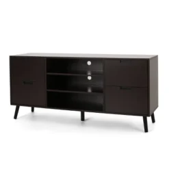 Doerun Mid-Century Modern Storage TV Stand For TVs Up To 48" Dark Gray/Black - Christopher Knight Home -Lush Living Store GUEST 72e81fe4 4aae 42ae 8df2 fbcca307d45d