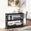 Costway 3-Tier Console Table X-Design Bookshelf Sofa Side Accent Table W/Shelf EspressoBlack 2 Costway 3-Tier Console Table X-Design Bookshelf Sofa Side Accent Table W/Shelf EspressoBlack -Lush Living Store GUEST 72f9d893 32c5 4b7d b5e3 c4c40ff88342