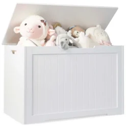 Costway Wooden Toy Box Kids Storage Chest Bench W/ Flip-Top Lid & Safety Hinge WhiteBrown -Lush Living Store GUEST 733e8510 c79f 46e7 91ff bb3177dc2dce