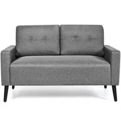 Costway Modern Loveseat Sofa 55'' Upholstered Chair Couch With Soft Cloth Cushion Grey -Lush Living Store GUEST 73565c5c 9e99 4202 a8ab 0f9b5920eea8