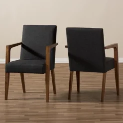 Set Of 2 Andrea Mid - Century Modern Upholstered Wooden Armchair - Dark Gray - Baxton Studio -Lush Living Store GUEST 7426e2b5 74d8 4c70 8eb6 e53a56728fed