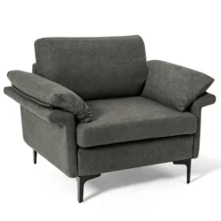 Costway Modern Linen Fabric Accent Armchair Upholstered Single Sofa W/ Metal Legs Grey -Lush Living Store GUEST 744f45a4 138e 4508 a3a3 26e96d051161