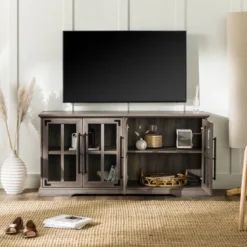 Avalene Modern Farmhouse 4 Door Glass Window Pane TV Stand For TVs Up To 65" - Saracina Home -Lush Living Store GUEST 74c21f3c 82c3 4fe8 90ae 1cc0e14becaf