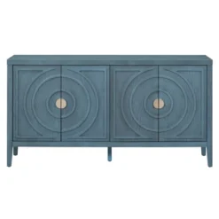 Retro 60" Sideboard With Circular Groove Design And Round Metal Handle-ModernLuxe -Lush Living Store GUEST 75786e47 6637 42c2 8ac9 5b0d70a734eb