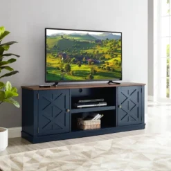 58" TV Stand For TVs Up To 64" Navy/Walnut - Home Essentials -Lush Living Store GUEST 75c20329 93cd 4327 a674 4a96c383d70a