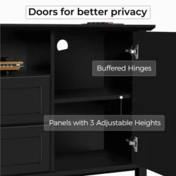 Yaheetech 58in Modern TV Console Table With Power Outlet Black -Lush Living Store GUEST 762711b9 2445 4fa1 8a76 ce61ebd86576