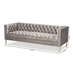 Zanetta Velvet Finished Sofa Gray - Baxton Studio -Lush Living Store GUEST 762d25d5 4598 4863 ad5c ac3cd8cb4b0b