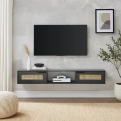 Modern Boho Floating TV Stand For TVs Up To 65" With Rattan Doors - Saracina Home 18 Modern Boho Floating TV Stand For TVs Up To 65" With Rattan Doors - Saracina Home -Lush Living Store GUEST 76eac520 24ad 47c2 a6b9 24cf0016994e