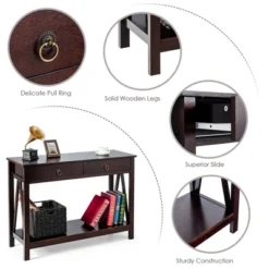 Costway Console Table Accent Sofa Side Table With Drawer Shelf Entryway Espresso -Lush Living Store GUEST 7744677e b6d9 440a 807c cb329dad210b