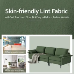 Costway Modern Modular Fabric 3-Seat Sofa Couch Living Room Furniture W/ Metal Legs RedGreen -Lush Living Store GUEST 776524c7 e8b8 4b38 9ef6 e92a4e80e857