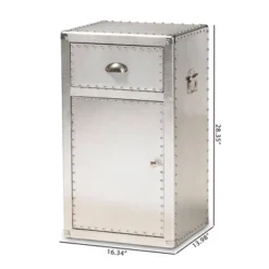 Serge Metal 1 Door Accent Storage Cabinet Silver - Baxton Studio -Lush Living Store GUEST 777d61d2 07fd 432d 887f bc1ce445a99b