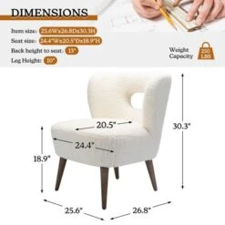 Inès Upholstery Fluffy Fabric Accent Barrel Chair | Karat Home - Ivory Solid -Lush Living Store GUEST 779b0463 eba6 4041 9126 a567fbe13e00