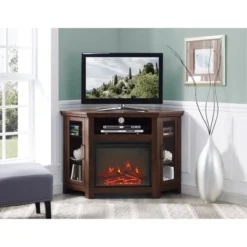 Glass Door Electric Fireplace Corner TV Stand For TVs Up To 50" - Saracina Home 28 Glass Door Electric Fireplace Corner TV Stand For TVs Up To 50" - Saracina Home -Lush Living Store GUEST 77aa265c 6768 409a 9515 dd36fe959432