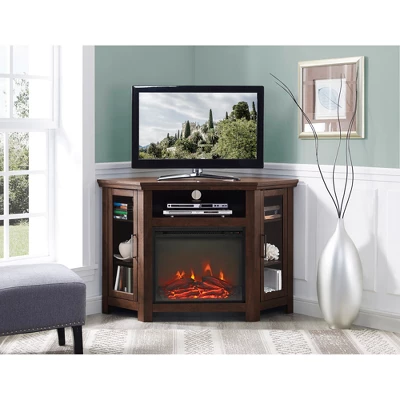 Glass Door Electric Fireplace Corner TV Stand For TVs Up To 50" - Saracina Home 13 Glass Door Electric Fireplace Corner TV Stand For TVs Up To 50" - Saracina Home - Image 11