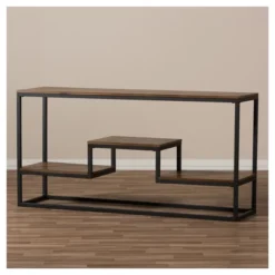 Doreen Rustic Industrial Style Antique Textured Finished Metal Distressed Wood Console Table - Black - Baxton Studio -Lush Living Store GUEST 77c6406b b14e 494e 8aa1 d94d8892529b