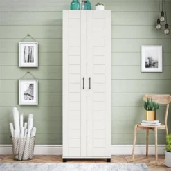 Portford 24" Wide 2 Door Shiplap Cabinet White - Room & Joy