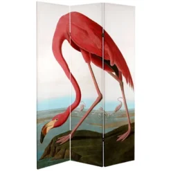 6" Double Sided Audubon Heron And Flamingo Canvas Room Divider - Oriental Furniture -Lush Living Store GUEST 78807d5e c27a 401d 9957 09df312dc957