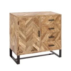 Contemporary Zigzag Pattern Mango Wood Cabinet Brown - Olivia & May -Lush Living Store GUEST 788ecabc 473f 4a21 b361 0d55f62615cc